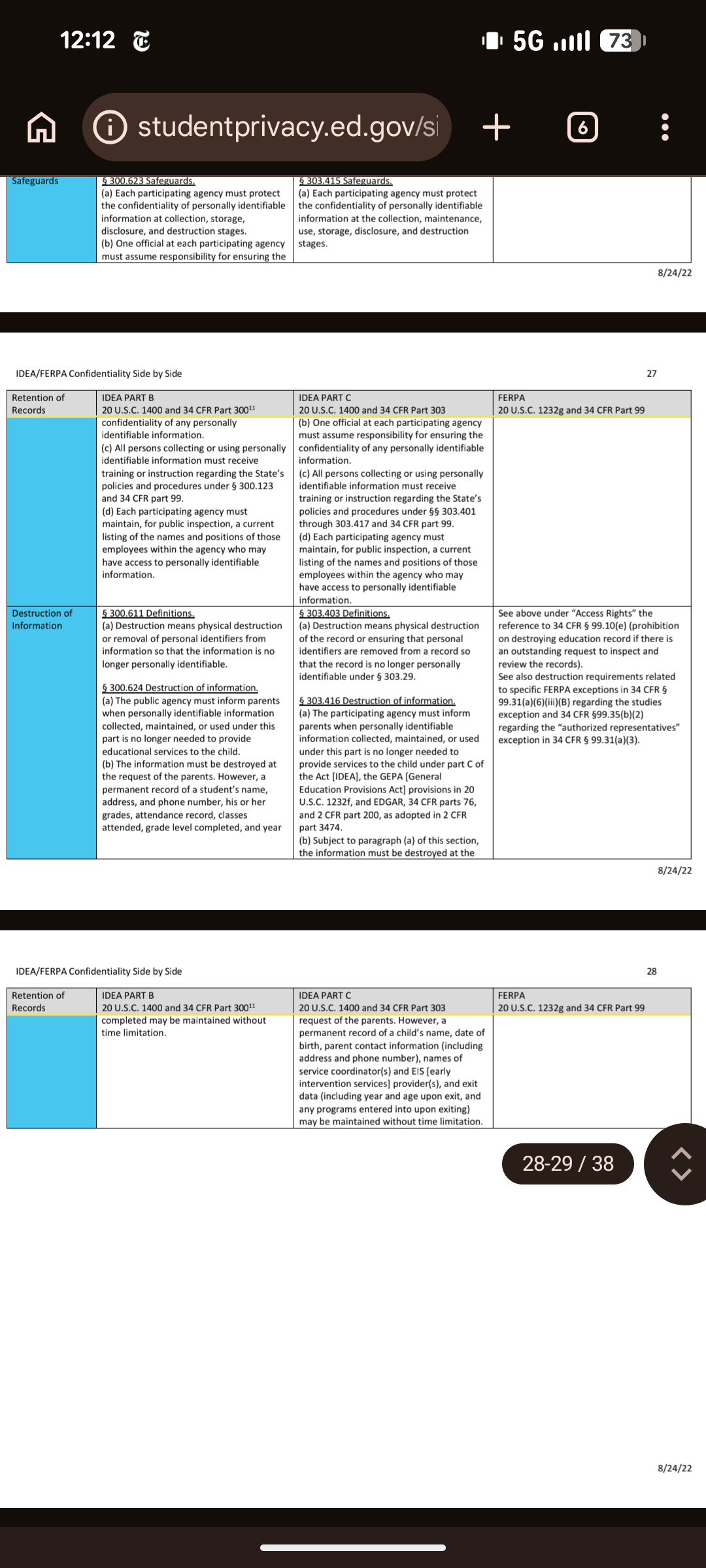 SPED Document Handling Policies Research